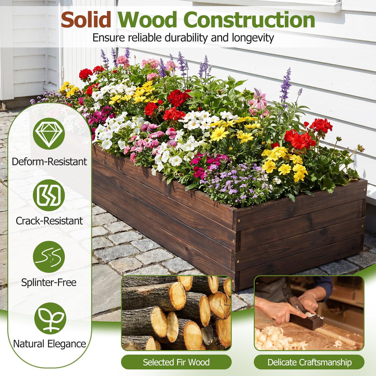 Lucktree 45" x 23" Fir Wood Raised Garden Bed (1/2)