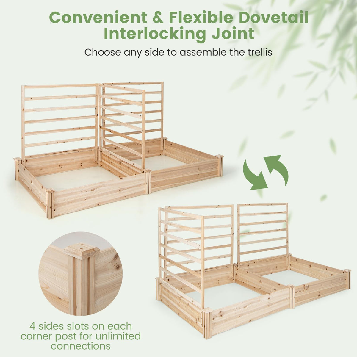 Lucktree Raised Garden Bed with Trellis
