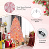 Lucktree 6FT Pink Pre-lit Christmas Tree, Hinged Snow Flocked Artificial Xmas Tree, Seasonal Holiday Decoration for Office Home