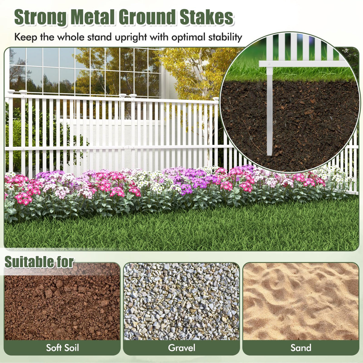 Lucktree Air Conditioner Fence 2/4 Panels - 45''W x 45''H Outdoor Fence Privacy Screen with Metal Stakes