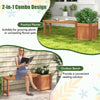 Lucktree Outdoor Bench with Raised Garden Bed, Wood Seat with Teak Oil Finish, Planter Box with Open-Ended Base