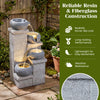Lucktree 4-Tier Water Fountain Outdoor with Warm LED Lights & Pump
