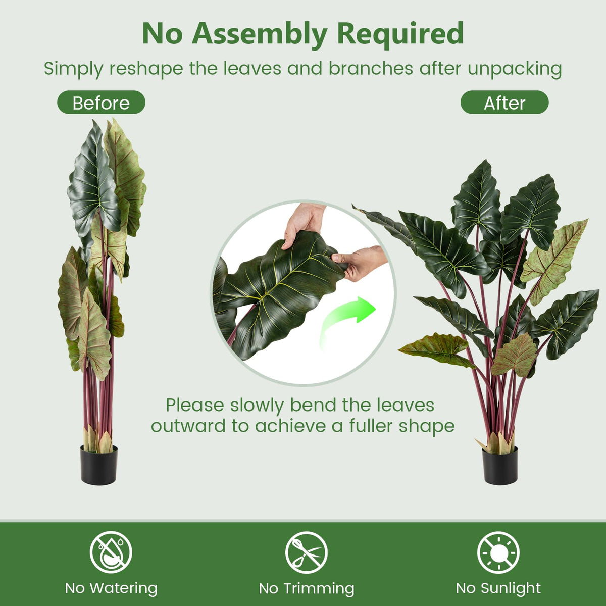Lucktree 63" Tall Fake Pre-Potted Plant w/ 11 Faux Leaves & Bendable Stems