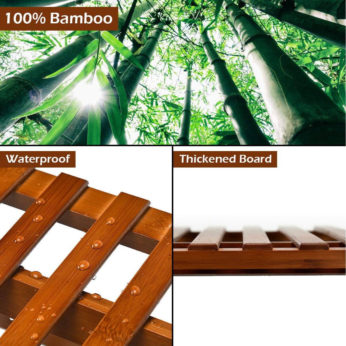 Lucktree 3 Tier Folding Storage Shelf, Bamboo Ladder Plant Stand