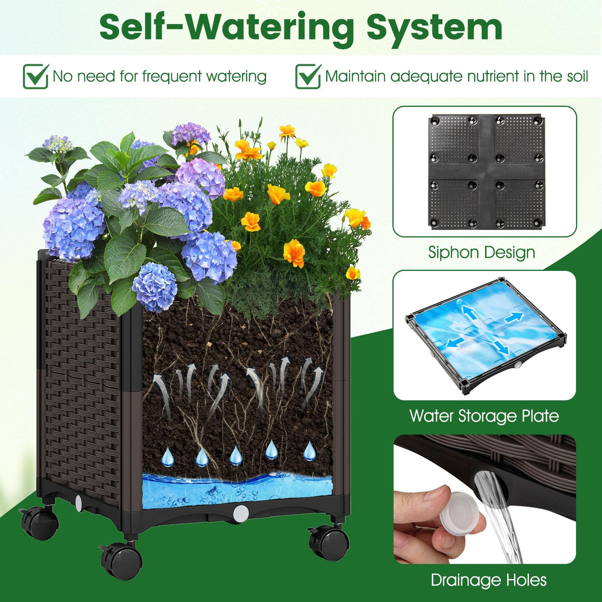 Lucktree 8.2 FT Garden Arch Trellis w/ 2 Self-Watering Planter Boxes