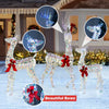 Lucktree 3-Piece Large Lighted Christmas Reindeer Family, Light up Xmas Decorations w/LED Lights & Bows