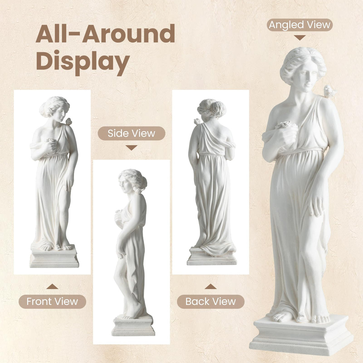Lucktree 31.5" Greek Goddess Statue with Bird