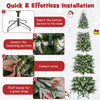 Lucktree 9 FT Pre-Lit Pencil Christmas Tree, Artificial Snow Flocked Hinged Fake Slim Xmas Tree with 470 Warm-White LED Lights