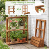 Lucktree 3-Tier Foldable Solid Wood Indoor Outdoor Flower Pot Display Rack
