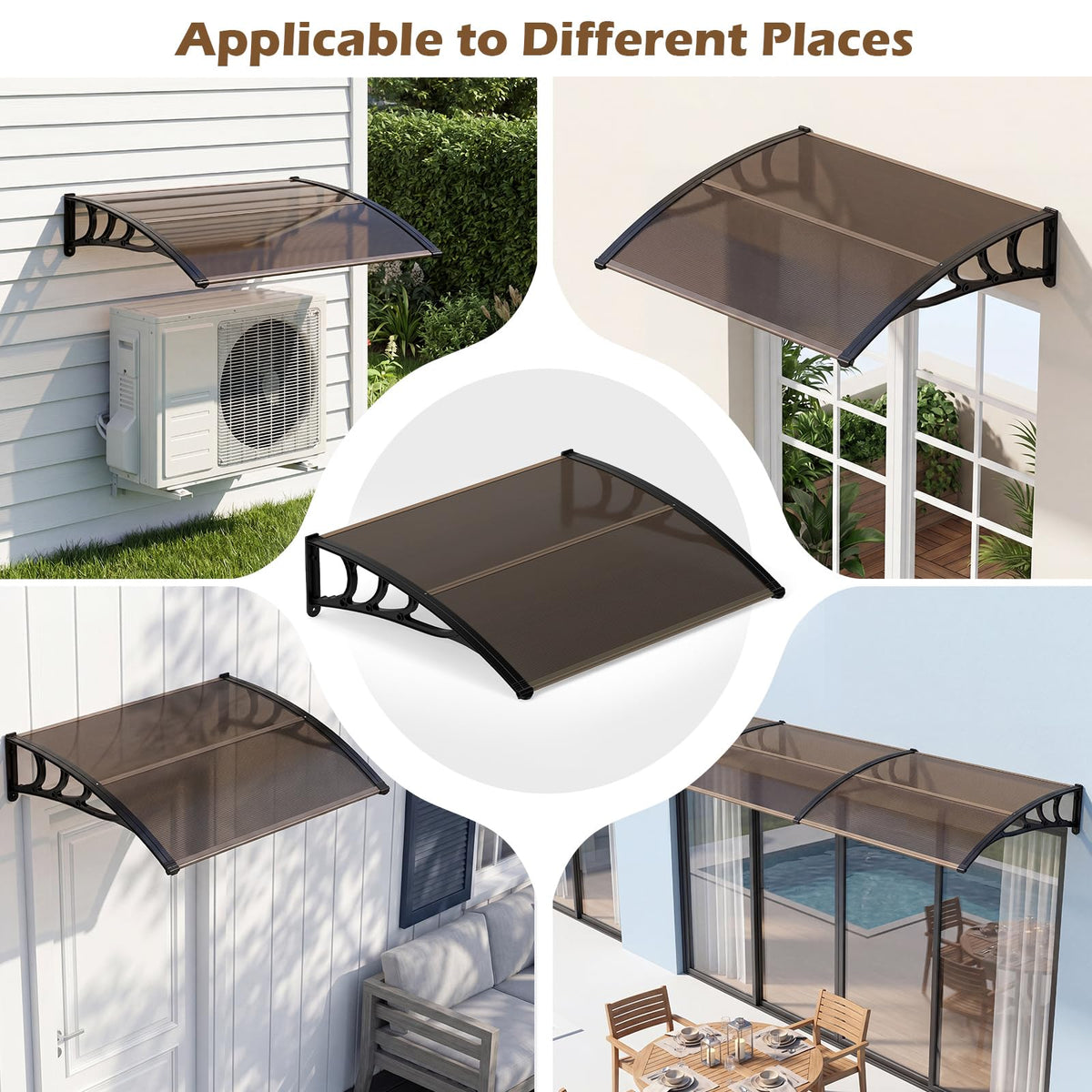 Lucktree 30" x 39" Window Awning with Hollow Sheet for Rain Snow Sunlight Protection