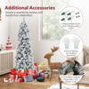 Lucktree Pre-Lit Snow Flocked Pencil Christmas Tree for Home Office Holiday Decor
