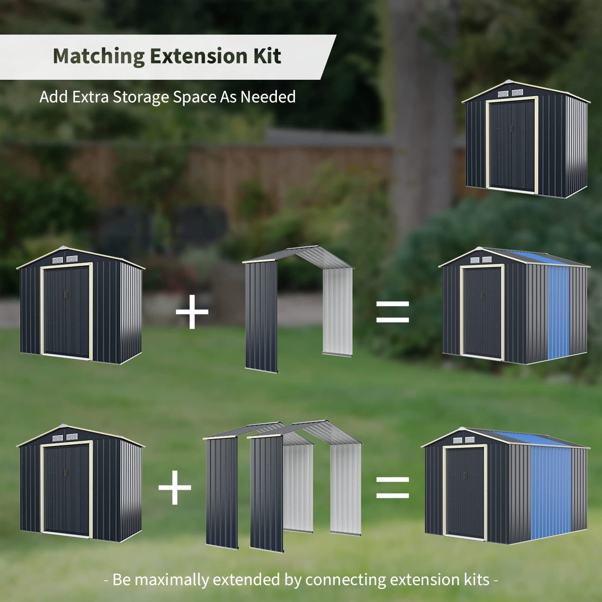 Storage Shed Extension Kit for 7 ft Sheds (7'X2.1')