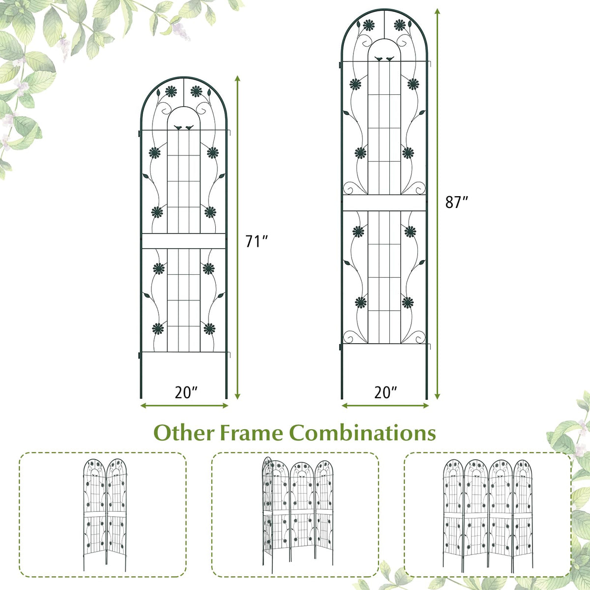 Lucktree Garden Trellis, Tall Galvanized Steel Trellis for Climbing Plants
