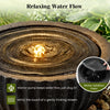 Lucktree 17.5"/18" Round Outdoor Water Fountain with 6 LED Lights