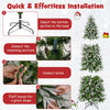 Lucktree 7.5 FT Pre-Lit Pencil Christmas Tree, Artificial Snow Flocked Hinged Fake Slim Xmas Tree with 350 Warm-White LED Lights