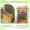 Lucktree Solid Acacia Wood Planter Box with Trellis 63" Raised Garden Bed with Trellis