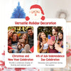 Lucktree 7.5 FT Pre-Lit Patriotic Artificial Christmas Tree, Flag-Themed Hinged Xmas Tree with 480 Warm White LED Lights
