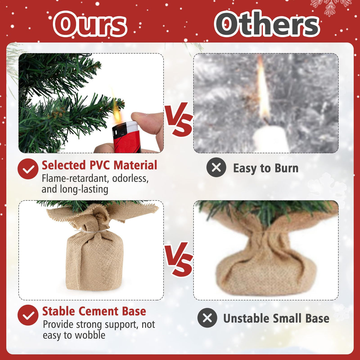 Lucktree 3' 4' 5' Pre-Lit Artificial Christmas Tree Set of 3