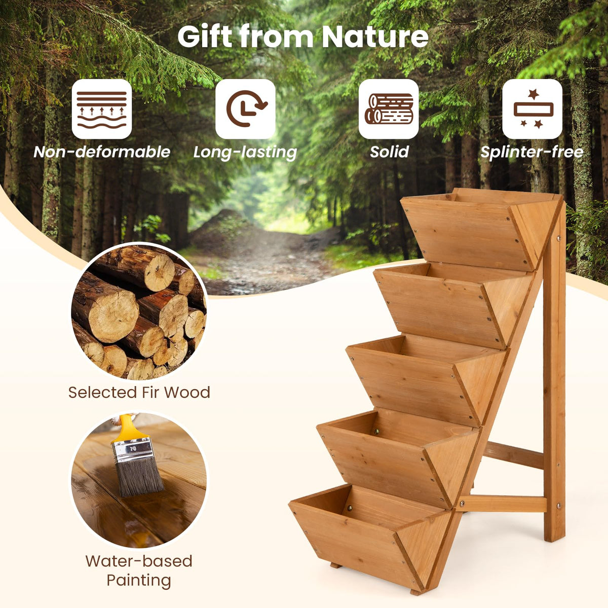 Lucktree 5-Tier Wooden Vertical Raised Garden Bed