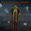 Lucktree 6 FT Halloween Light Up Talking Ghost Pumpkin with Glowing Ribs and Moving Head