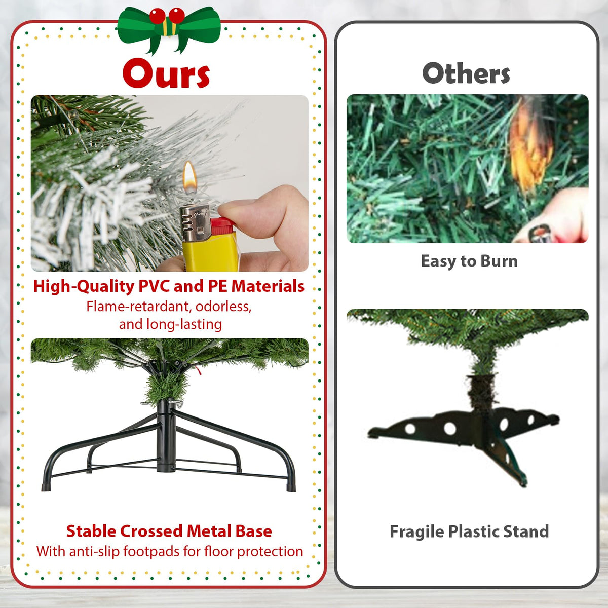 Lucktree 6ft / 7.5ft / 9ft Pre-Lit Pencil Christmas Tree with Flocked Frosted Tips & LED Lights