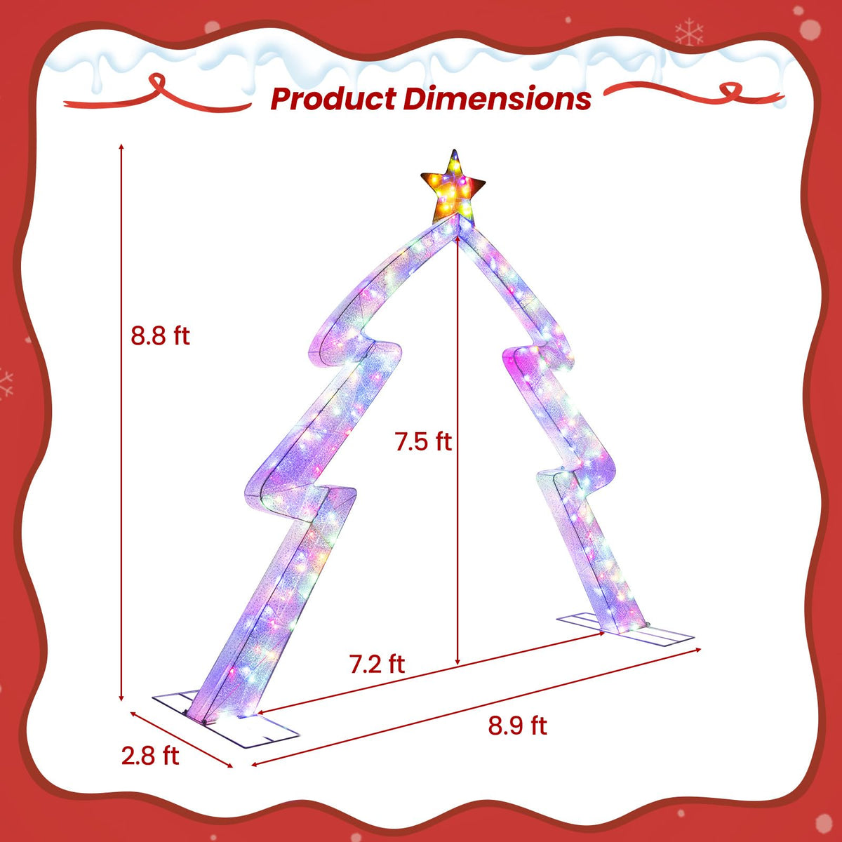 Lucktree 8.8 Feet Christmas Tree-shaped Archway with Top Star