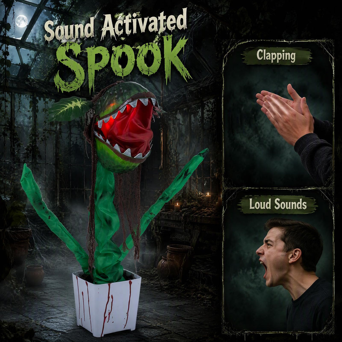 Lucktree Halloween Animated Standing Horror Piranha Plant Decoration