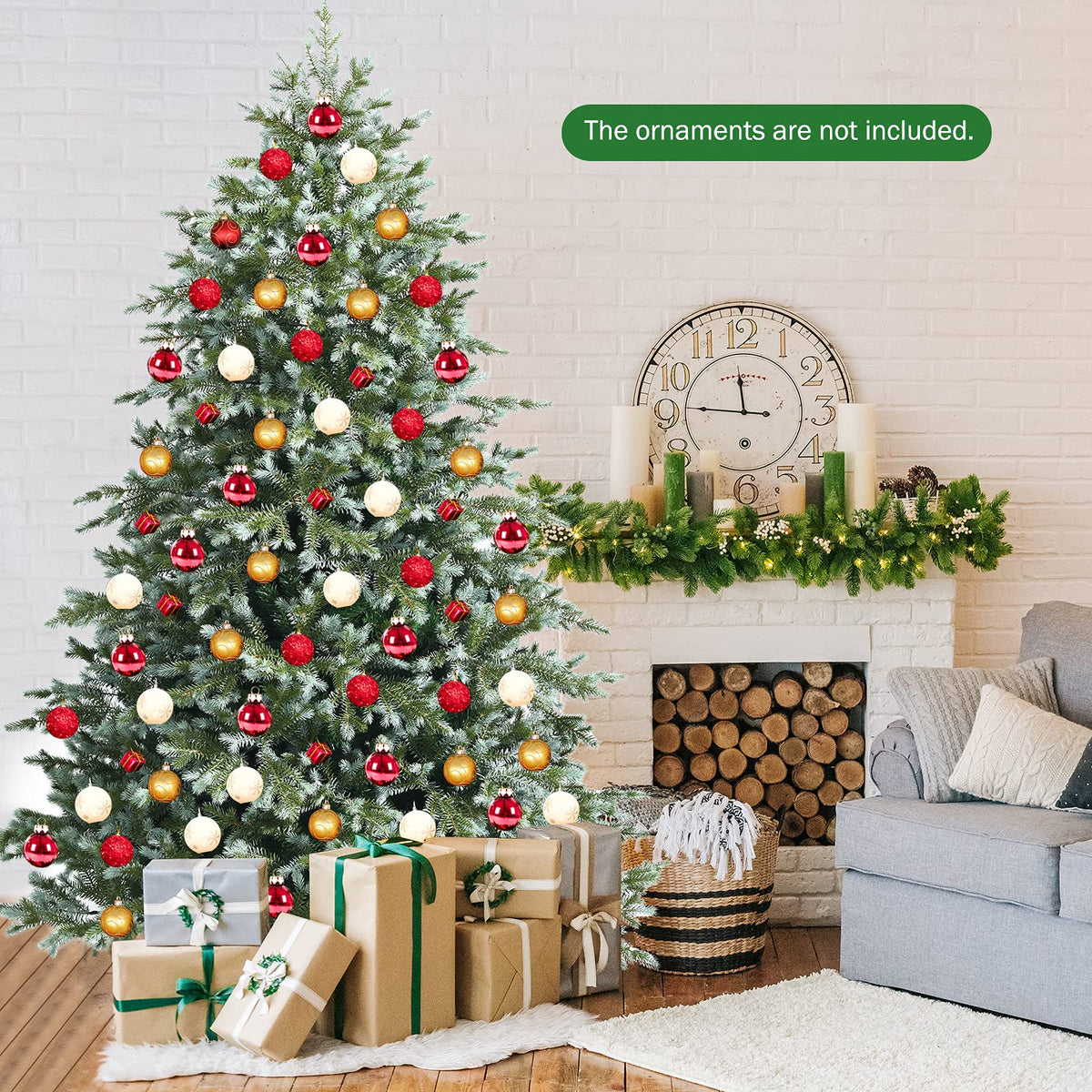 Lucktree 7ft Artificial Christmas Tree Feel Real Unlit Hinged Xmas Spruce Tree