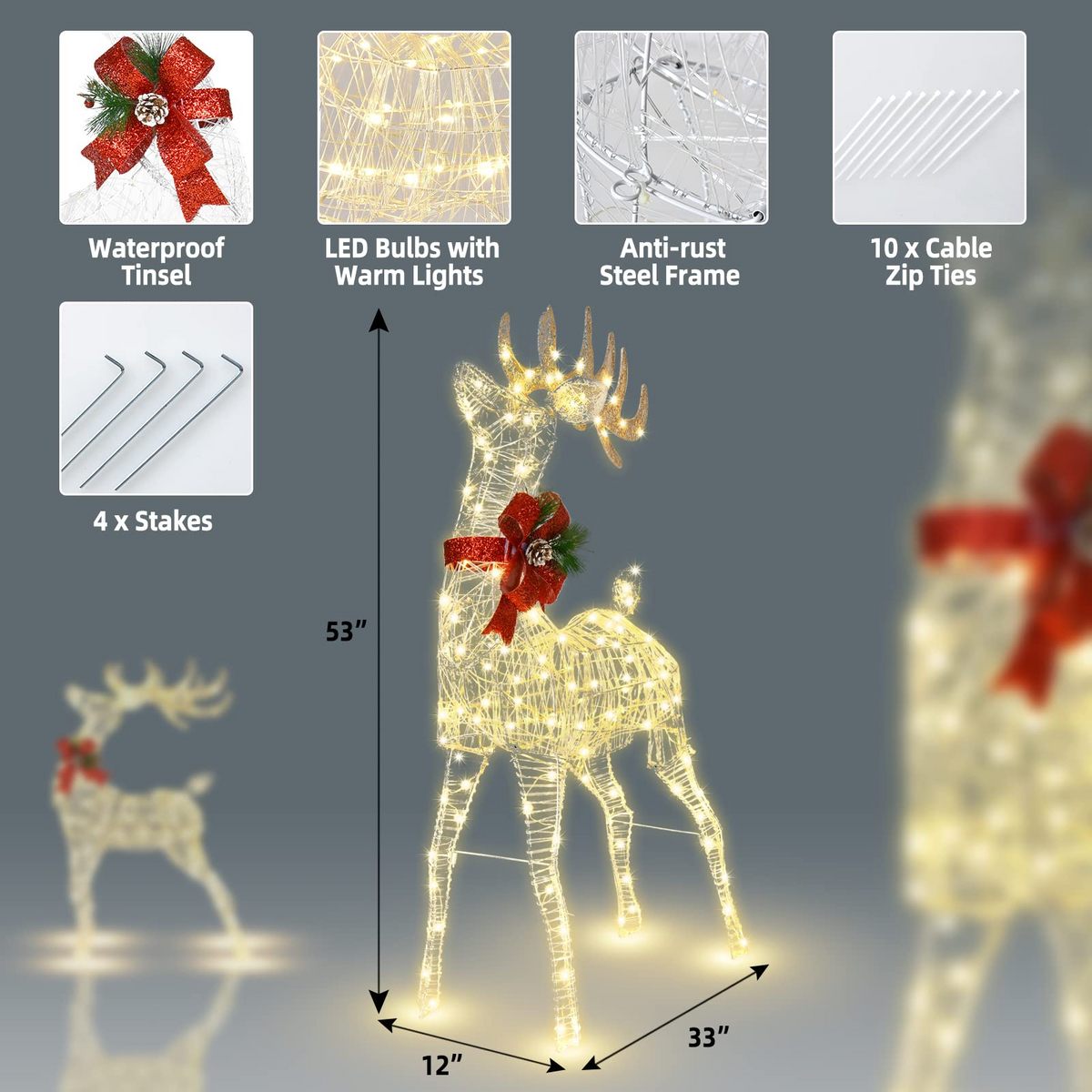 Lucktree Lighted Christmas Reindeer