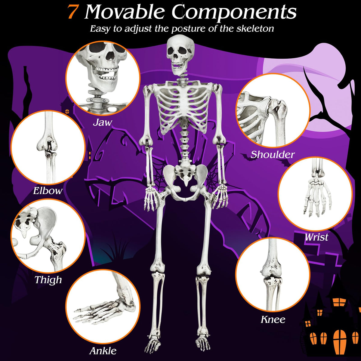 Lucktree 5.4 FT Halloween Life Size Skeleton