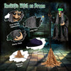 Lucktree Witch with Broomstick Halloween Animatronic, Life Size Animated Halloween Prop with Laughing and Screaming Sound