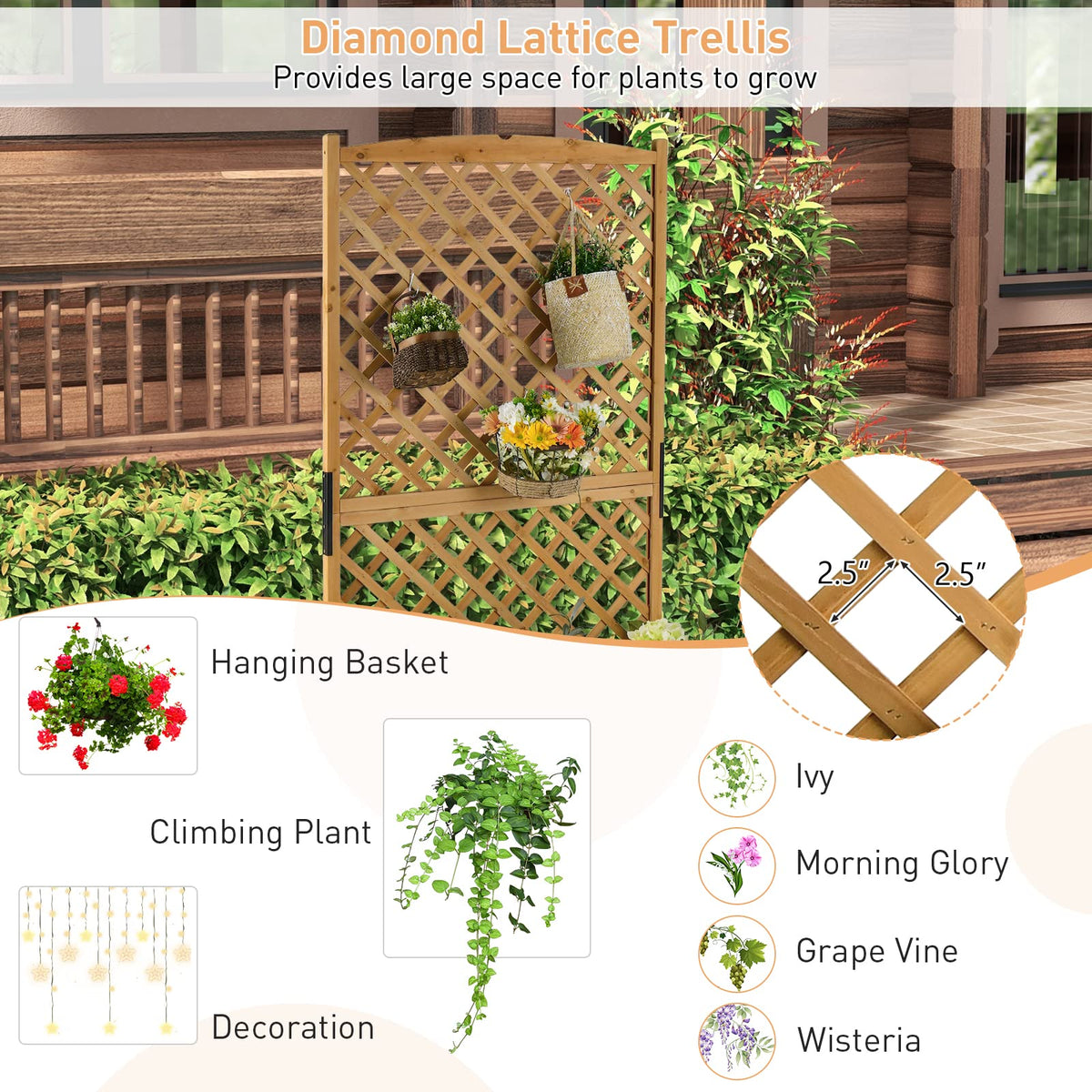 Planter Raised Bed with Trellis - Lucktree