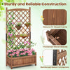 Lucktree 60” Wooden Planter Container with Drainage Holes Trellis