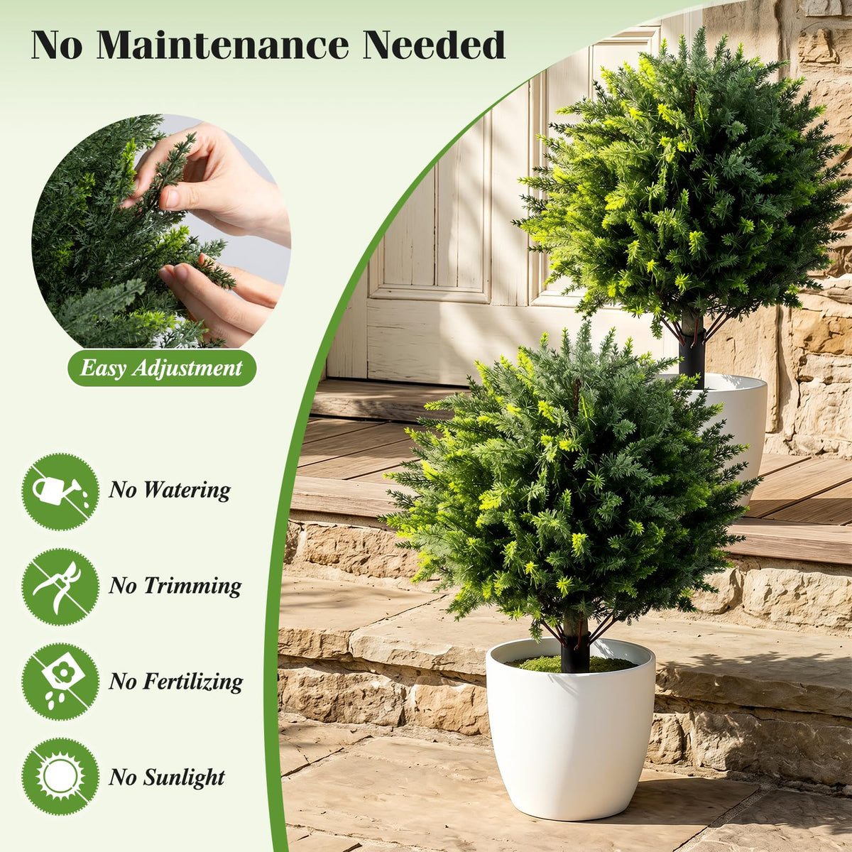 Lucktree 27.5" Artificial Cypress Topiary Trees Set of 2 for Front Porch Patio Home Decoration