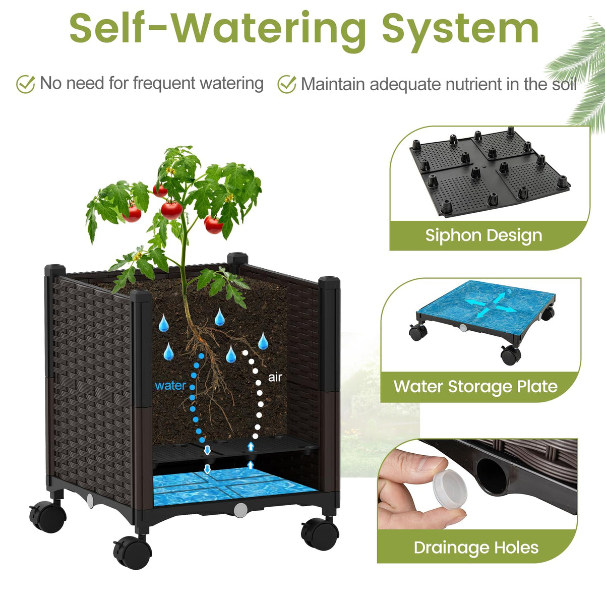 Lucktree Raised Garden Bed Planter Box with Trellis