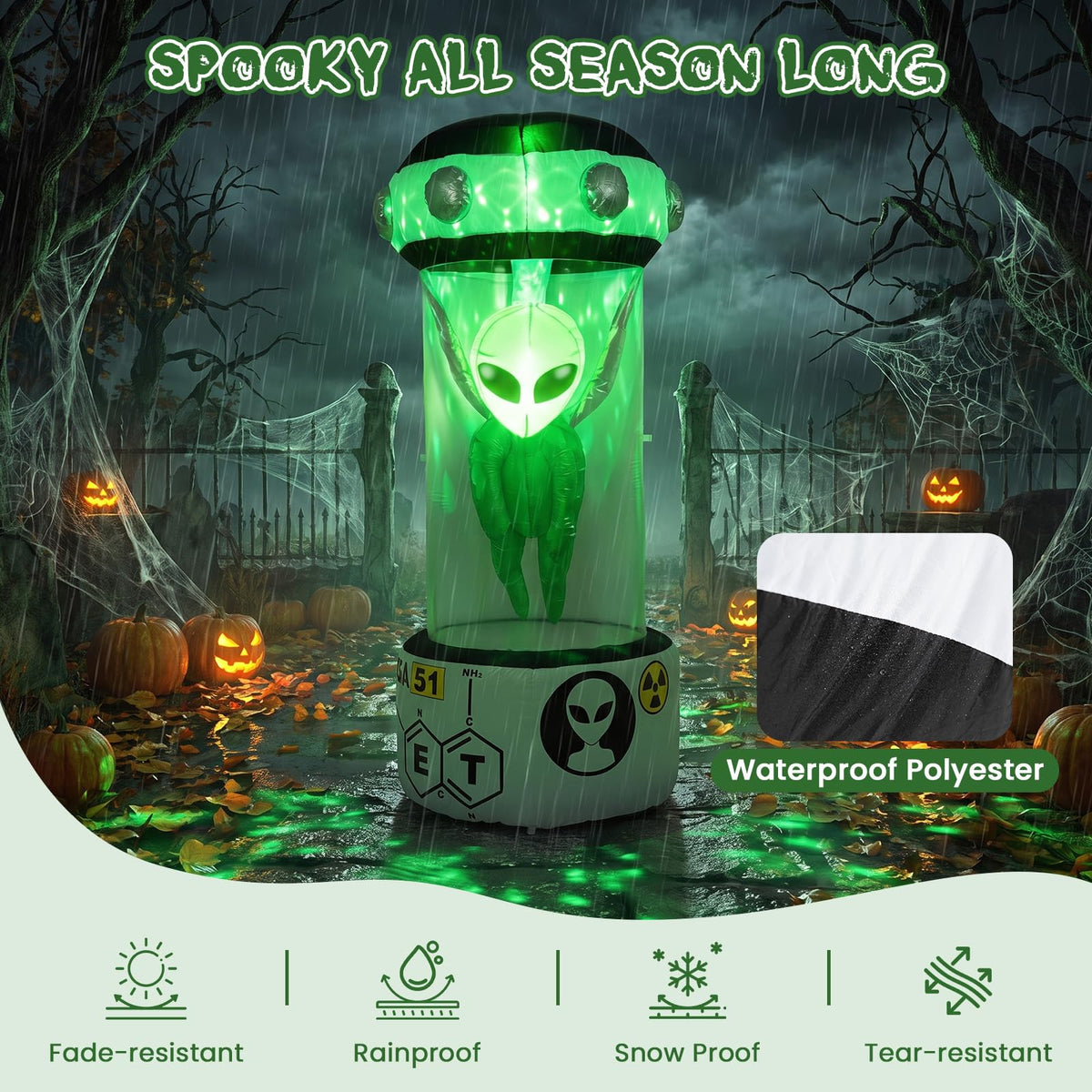 7.4 FT Halloween Lighted Inflatable Alien Decorations