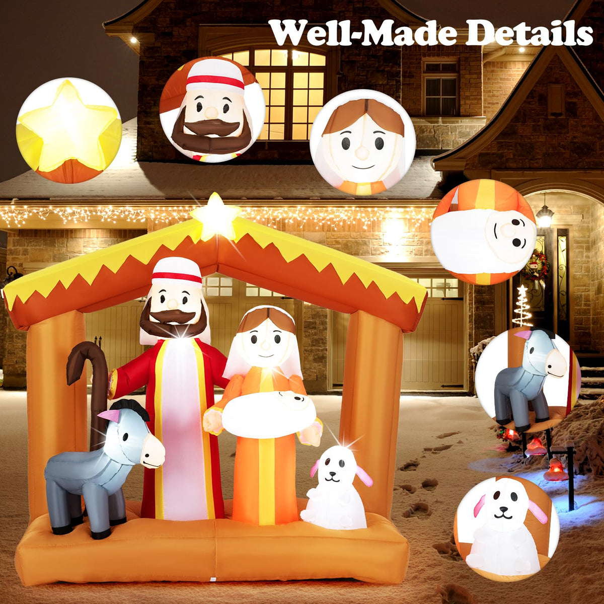 Lucktree 6 FT Christmas Inflatables Nativity Scene Outdoor Decoration