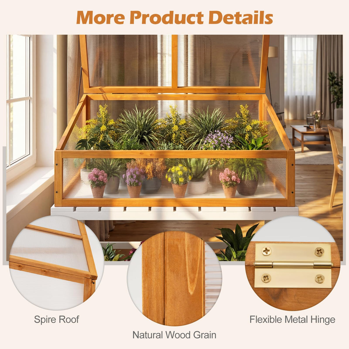 Lucktree Portable Raised Planter Bed Protection with Transparent Flip-top Roof