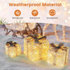 Lucktree Set of 3 Christmas Lighted Gift Boxes, 90 LED Light up Present Boxes with Bows