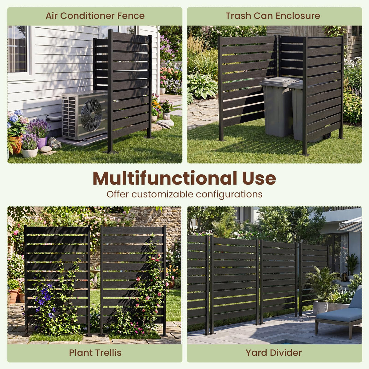 Lucktree 37" W x 61" H Outdoor Privacy Fence Screen with Ground Stakes & Base Feet (1/2)