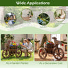 Lucktree Wooden Wagon Planter with Wheels for Patio Backyard Balcony
