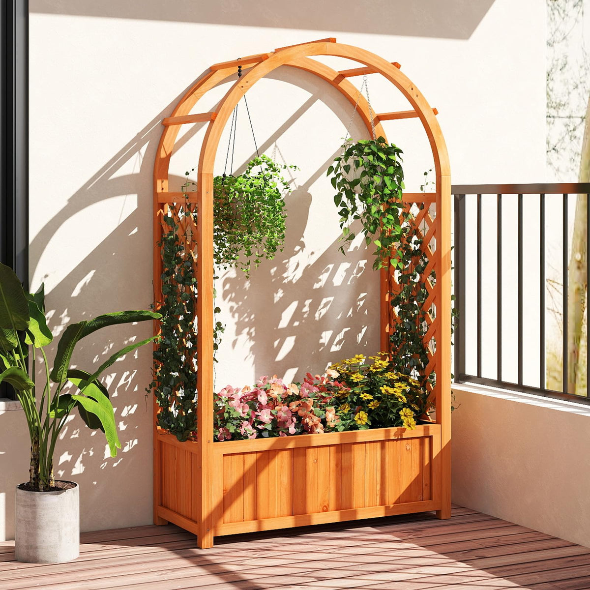 Lucktree Raised Garden Bed with Arch Trellis