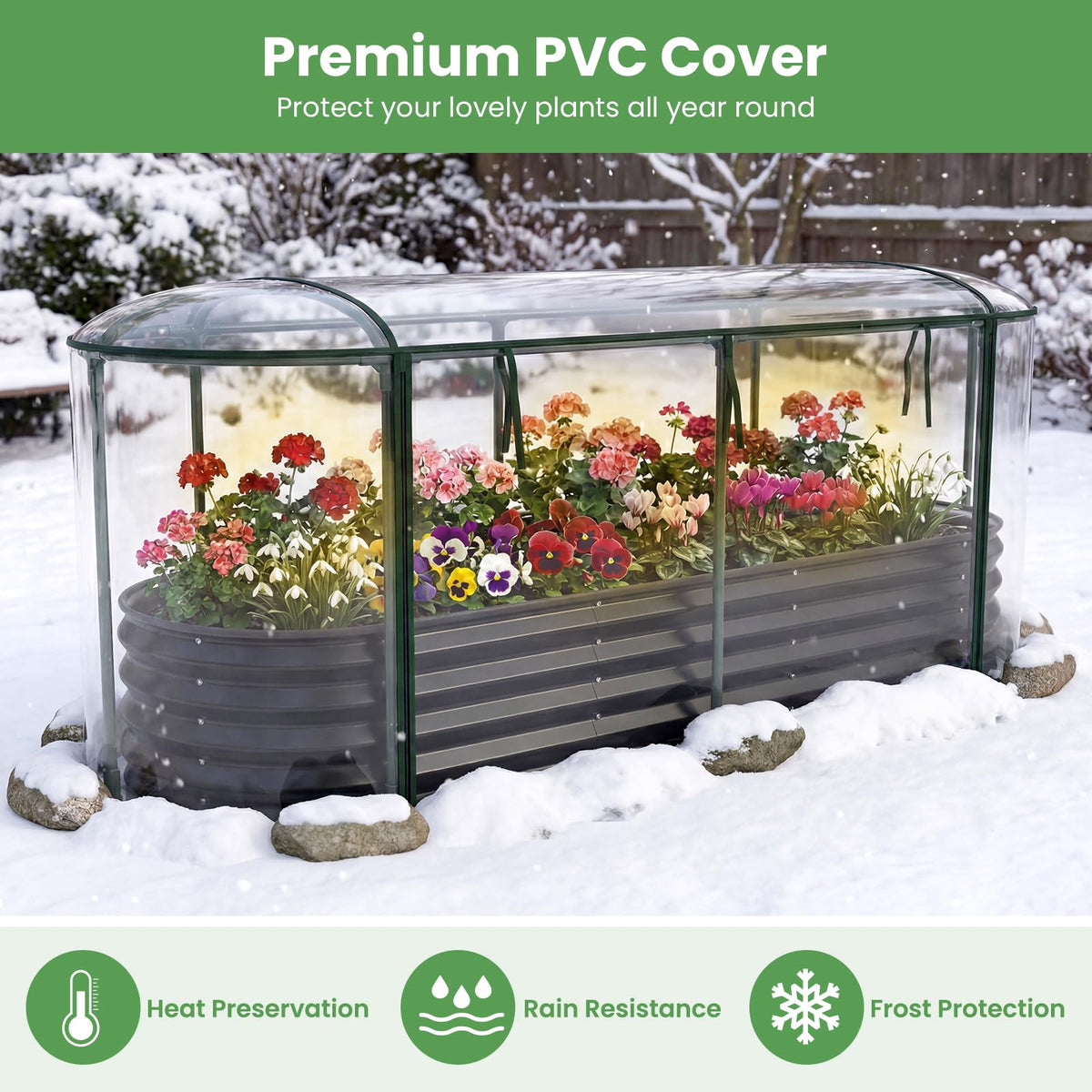 Lucktree Raised Garden Bed w/Greenhouse Cover (6x2x1 FT)