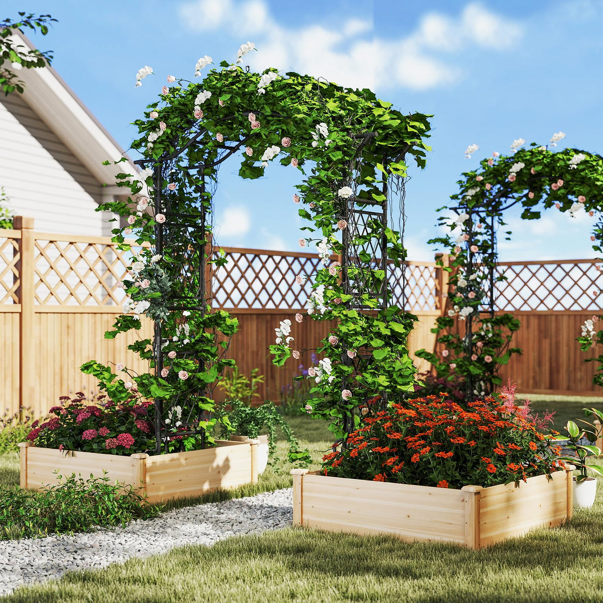 Lucktree Garden Arch Trellis 67''W x 83''H Metal Arbor