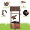 Lucktree Wishing Well Water Fountain Rustic Wooden Outdoor Garden Decorative Fountain Backyard w/ Electric Pump