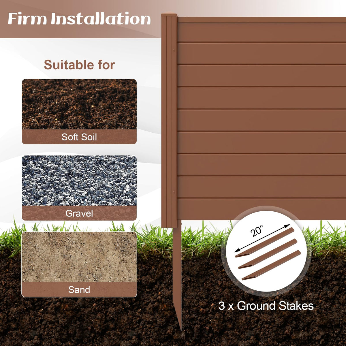Lucktree Air Conditioner Fence 2/4 Panels - 48''W x 36''H Outdoor Privacy Screen Trash Can Enclosure with 3 Stakes