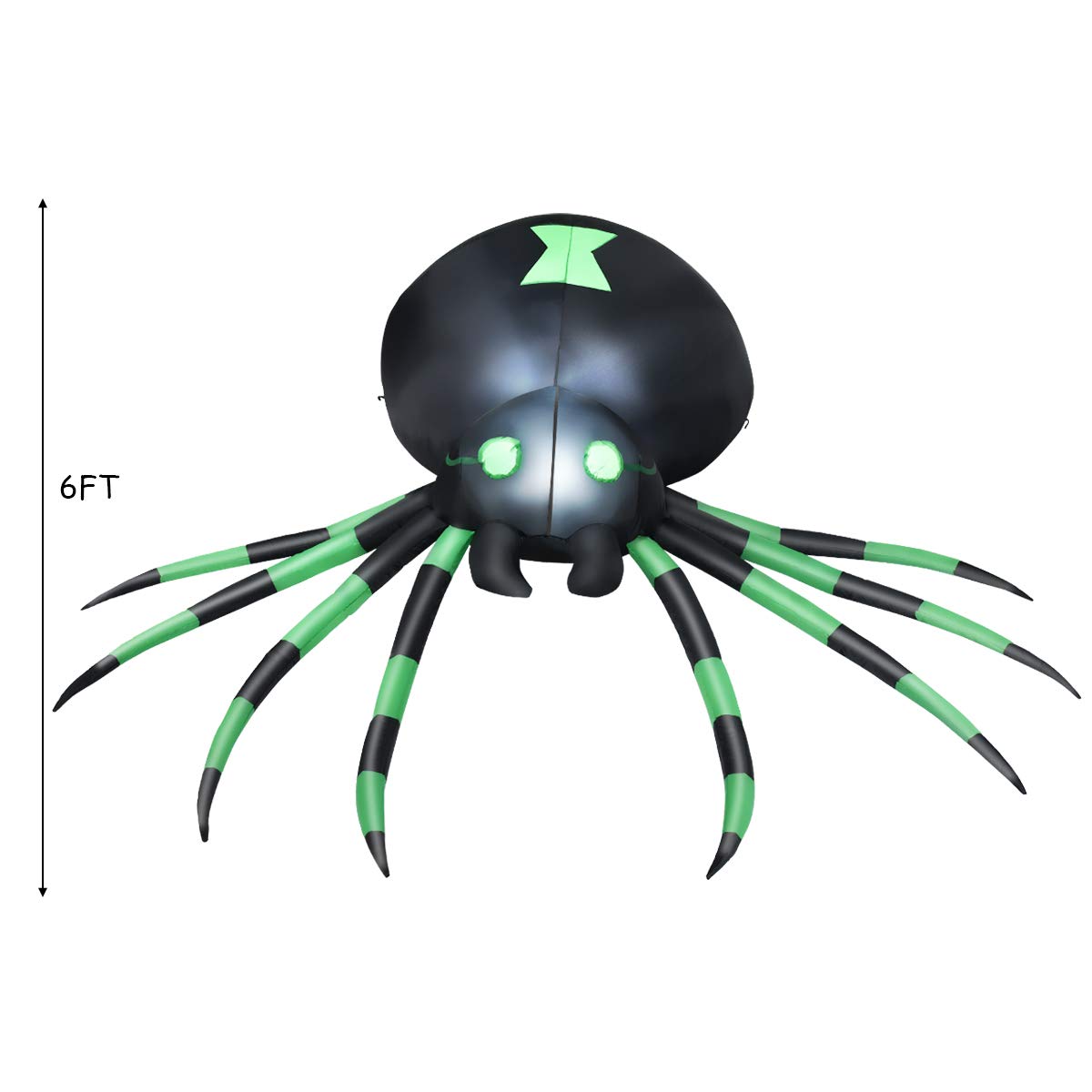 Lucktree 6 Ft Halloween Inflatable Spider, Spider with LED Lights Outdoor Indoor Halloween Decorations