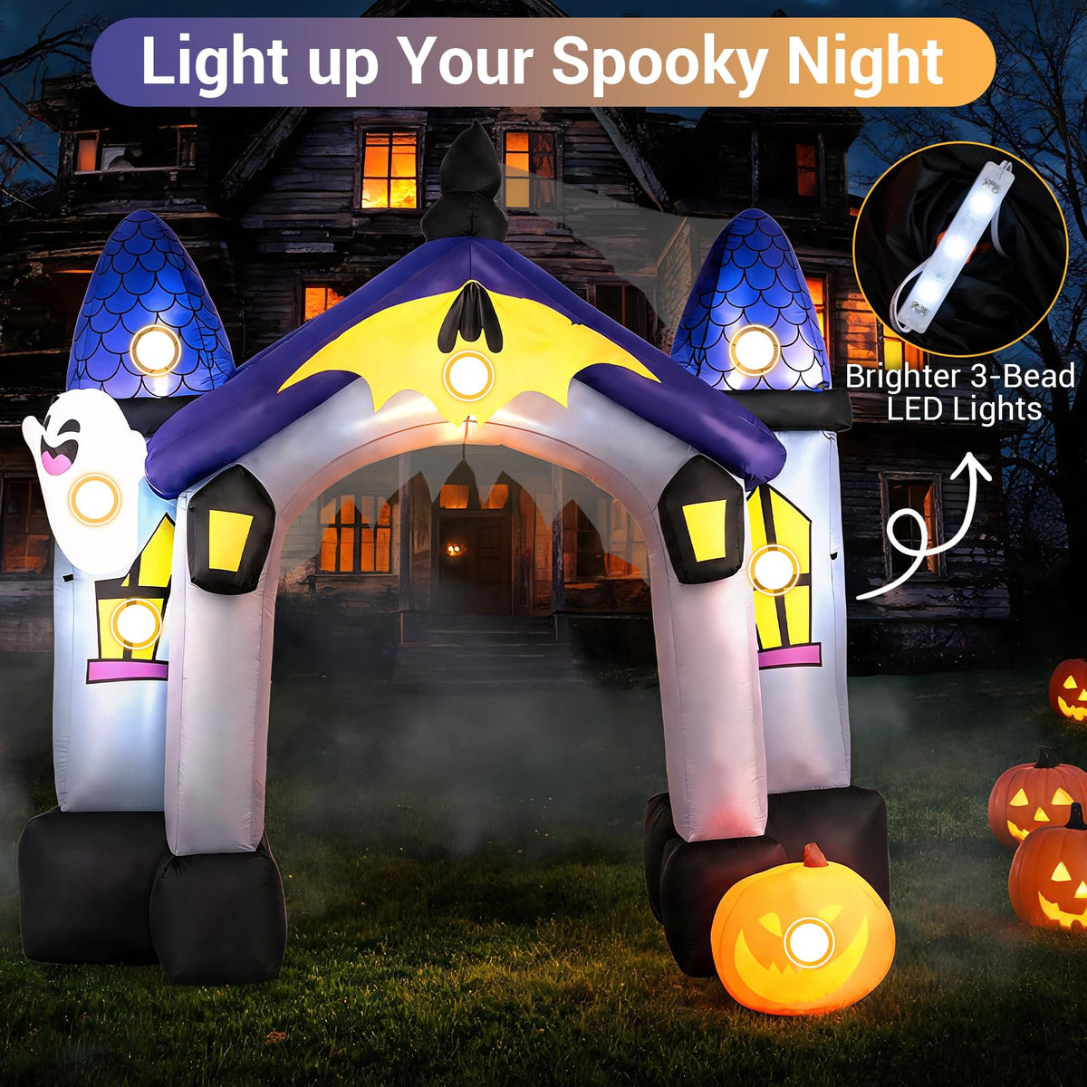 9FT/270 CM Halloween Inflatable Archway with LED Lights