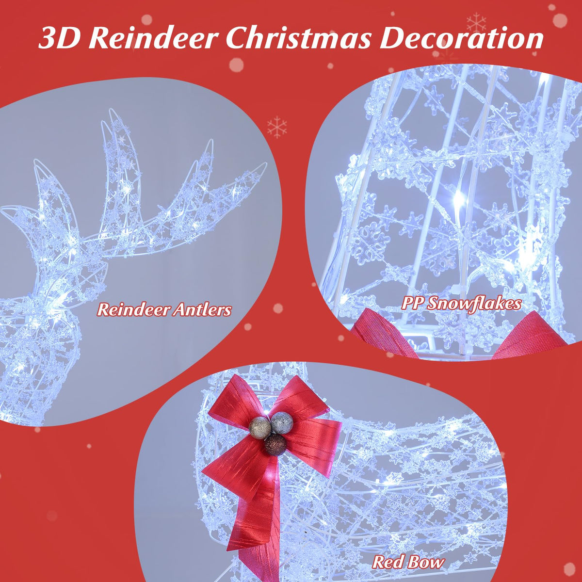 Lucktree 5 Feet Pre-Lit Christmas Reindeer with 100 LED Lights