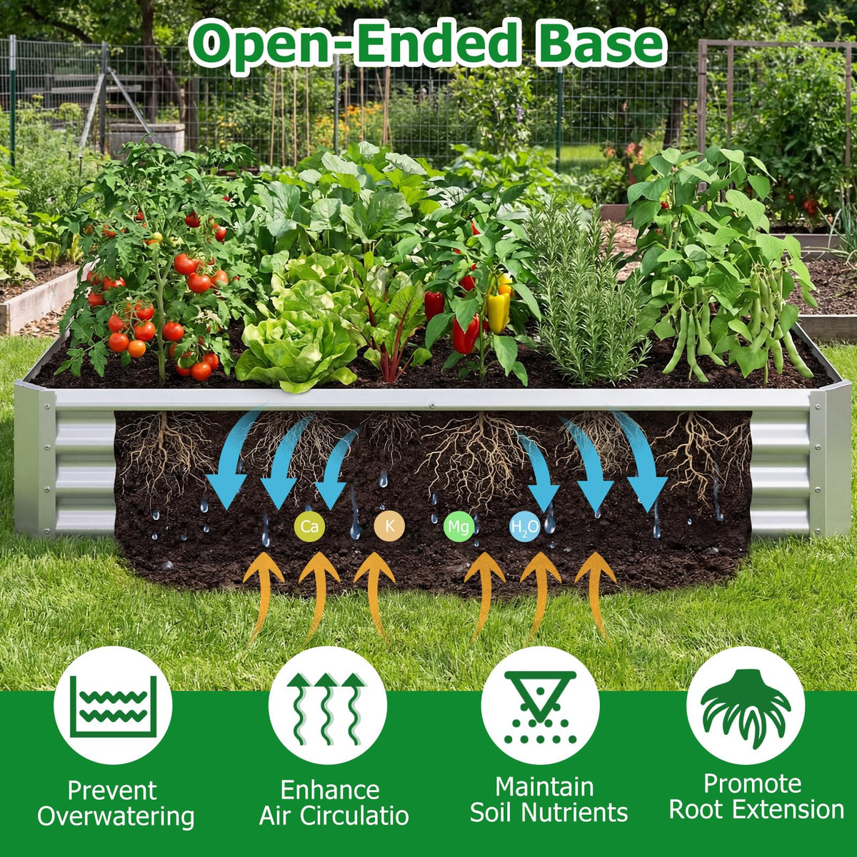 Lucktree 6 x 3 x 1 FT Galvanized Rectangular Metal Raised Garden Bed (1/2)